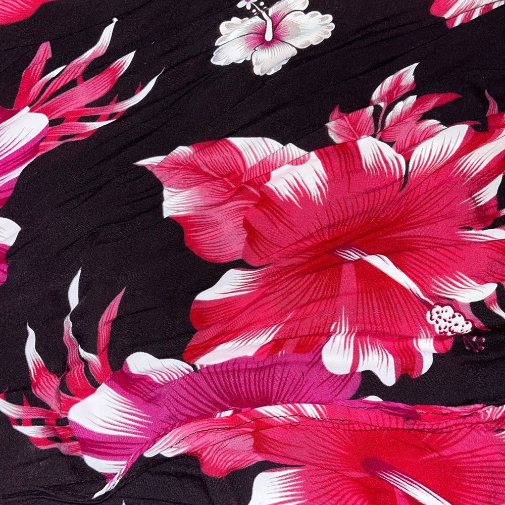 Floral Black and Pink Midi Dress